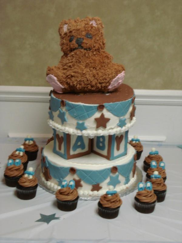 Teddy Baby Blocks Cake